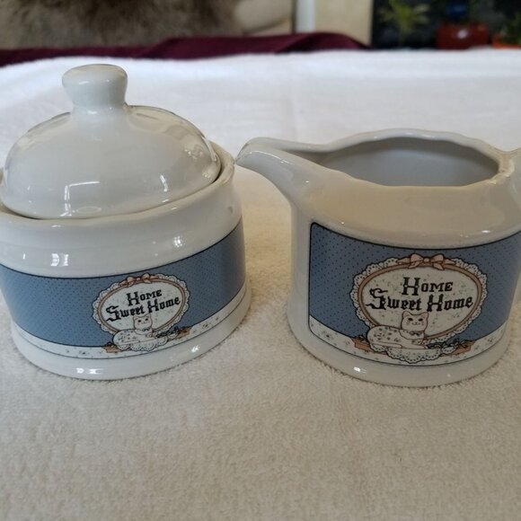 Vintage "Home Sweet Home" Cream & Sugar Set